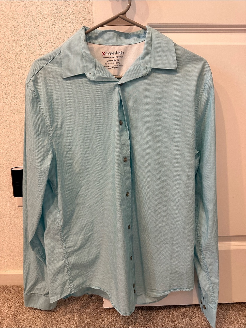 Calvin Klein Light Aqua Long-Sleeve Dress Shirt